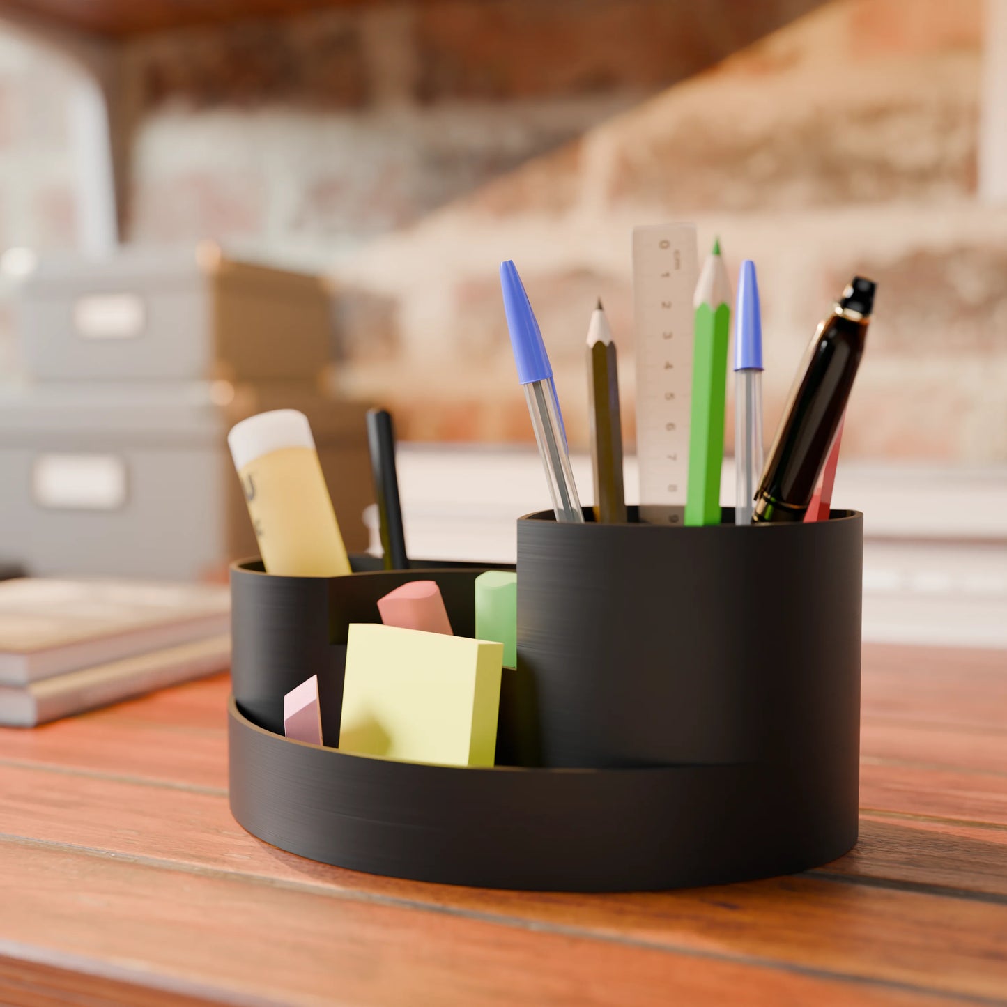 Hübscher Deskorganizer Organic Wave mit Stiften - Schwarz