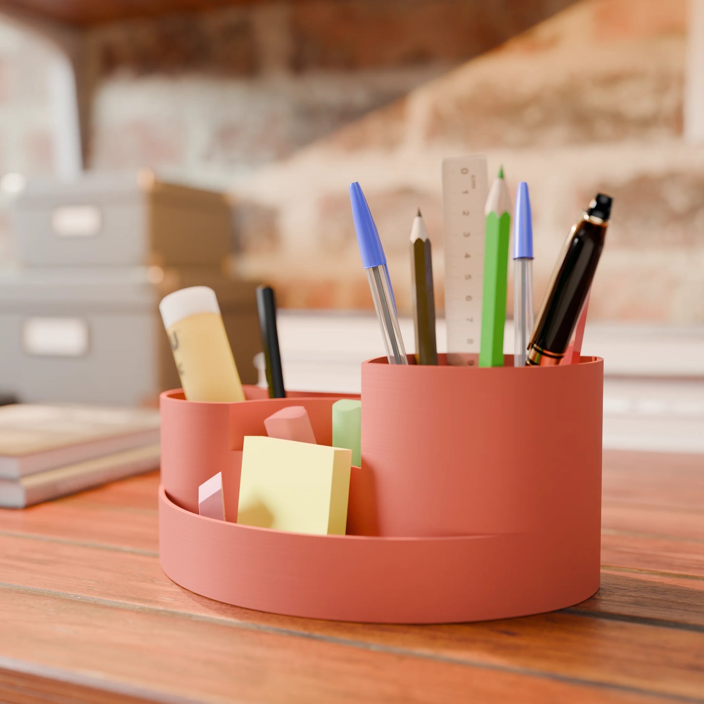 Hübscher Deskorganizer Organic Wave mit Stiften - Mattes Rot