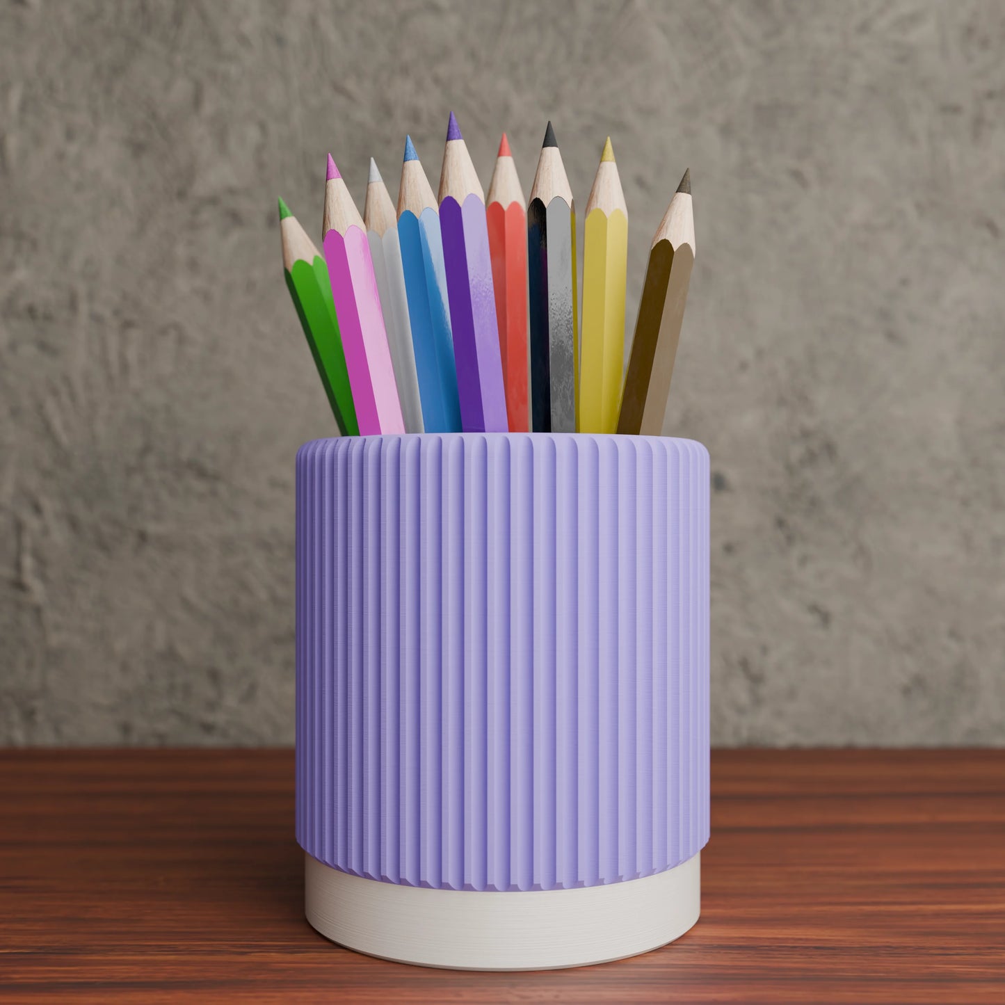 Stria pen holder with pens in colour Periwinkle