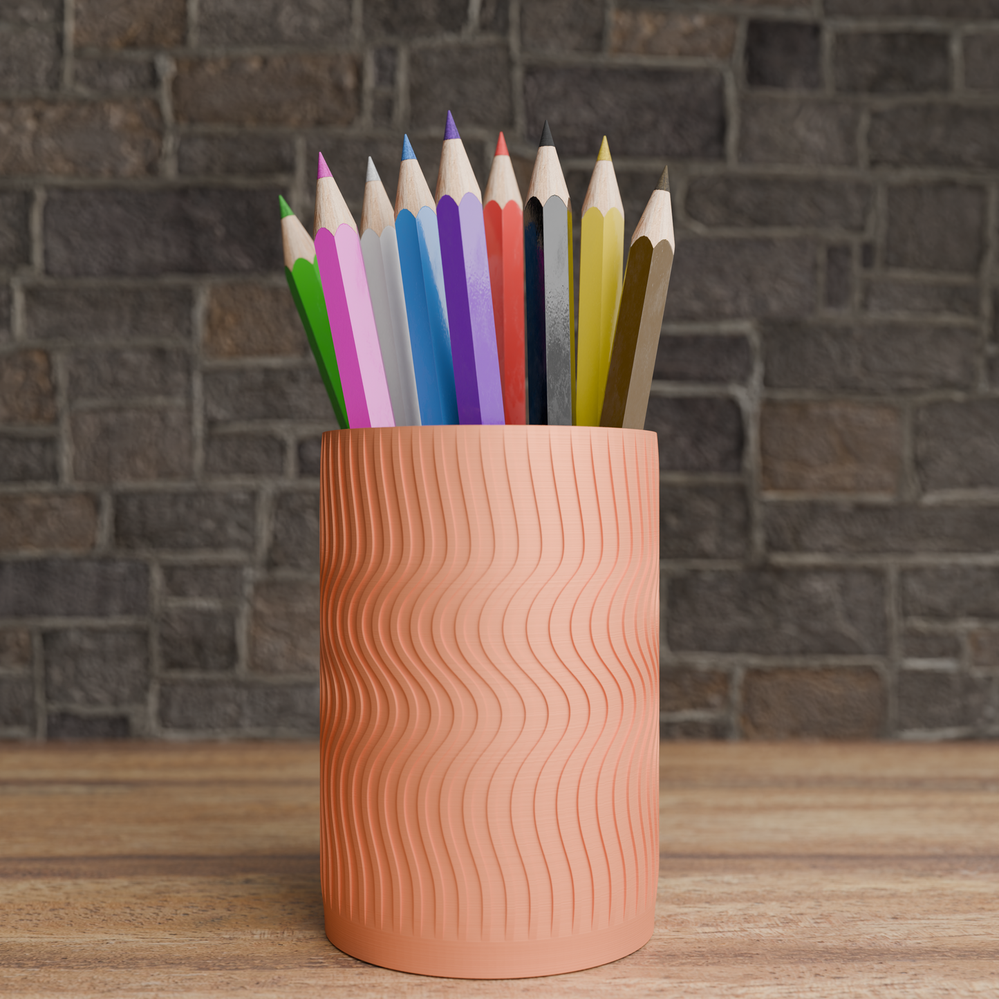 Runder Stifthalter "Wavy Round" – Stylische Ordnung für deinen Schreibtisch
