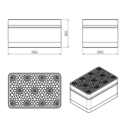 Elegante Geschenkbox Arabe mit arabischem Muster, auf einem Gestell, Klein - 15x10x8, in Farbe Schwarz