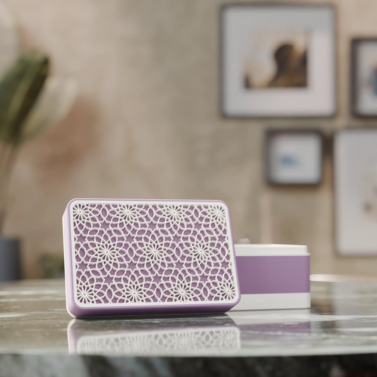 Elegante caja de regalo Arabe con patrón árabe, abierta, Pequeño - 15x10x8, en color Morado Apagado