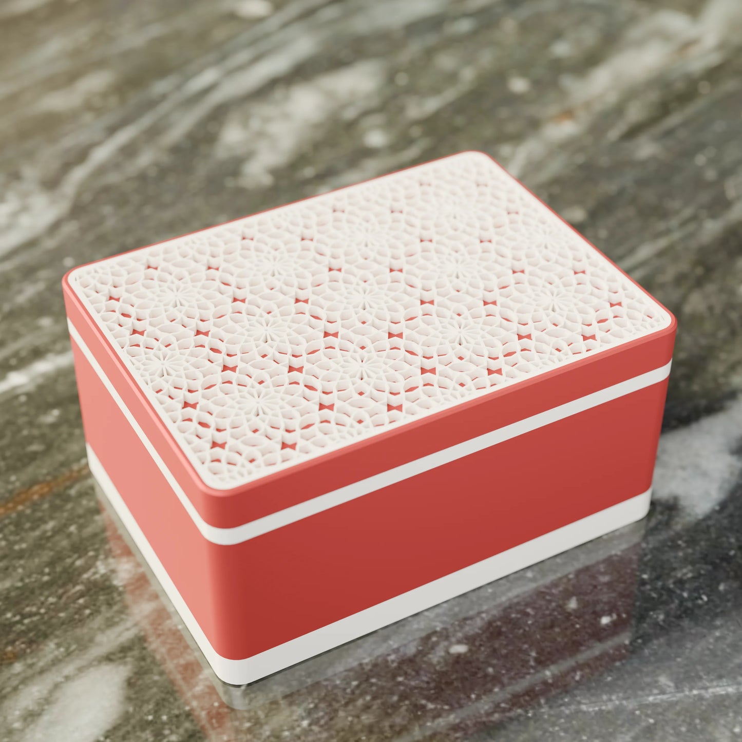 Elegante caja de regalo Arabe con patrón árabe, vista desde arriba, Mediana - 20x15x10, en color Rojo Militar