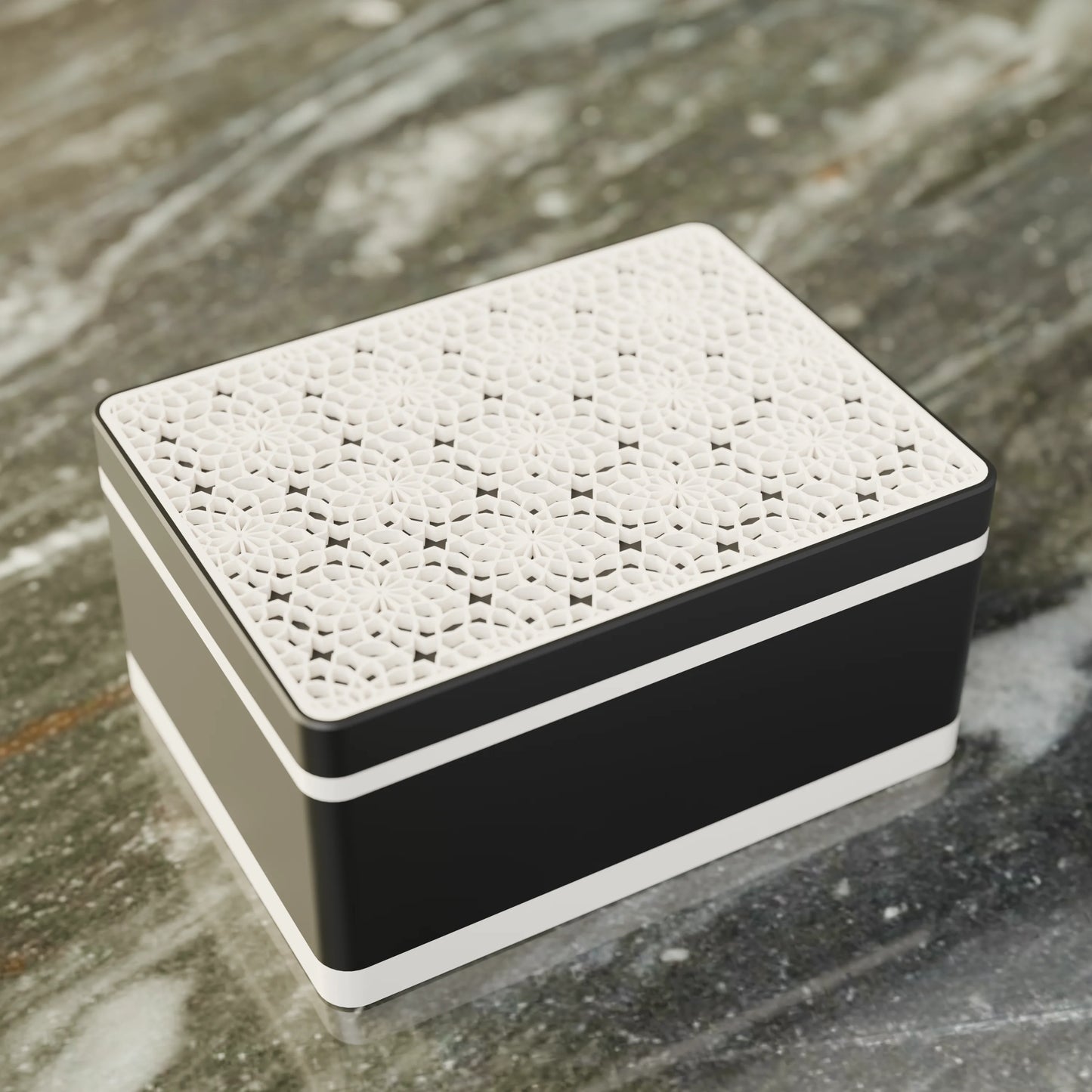 Elegante Geschenkbox Arabe mit arabischem Muster, von oben, Mittel - 20x15x10, in Farbe Schwarz
