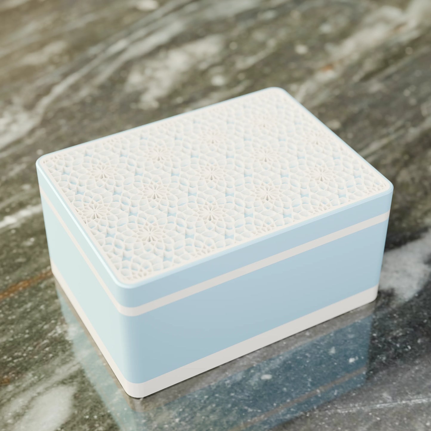 Elegante caja de regalo Arabe con patrón árabe, vista desde arriba, Mediana - 20x15x10, en color Hielo