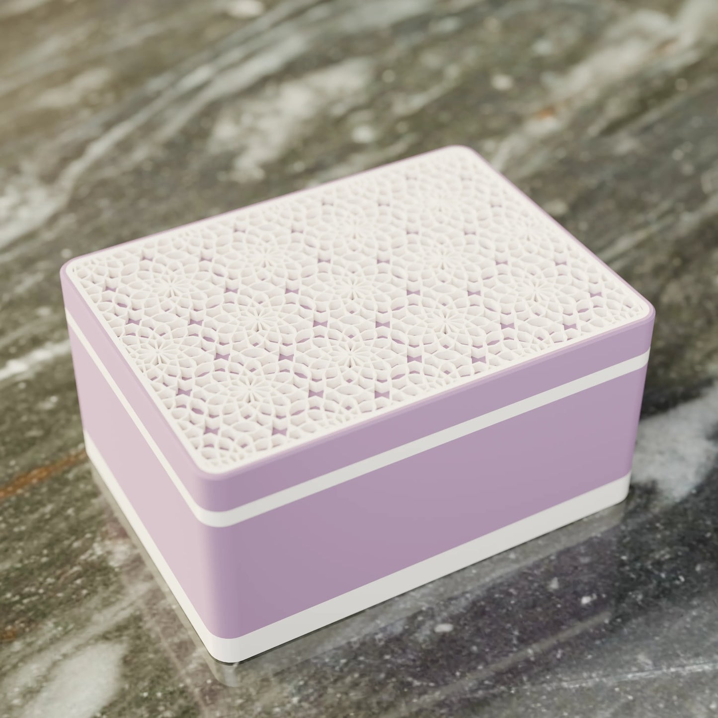 Elegante caja de regalo Arabe con patrón árabe, vista desde arriba, Mediana - 20x15x10, en color Morado Apagado