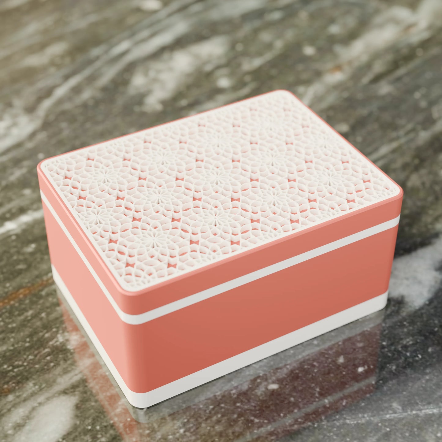 Elegante caja de regalo Arabe con patrón árabe, vista desde arriba, Mediana - 20x15x10, en color Rojo Apagado