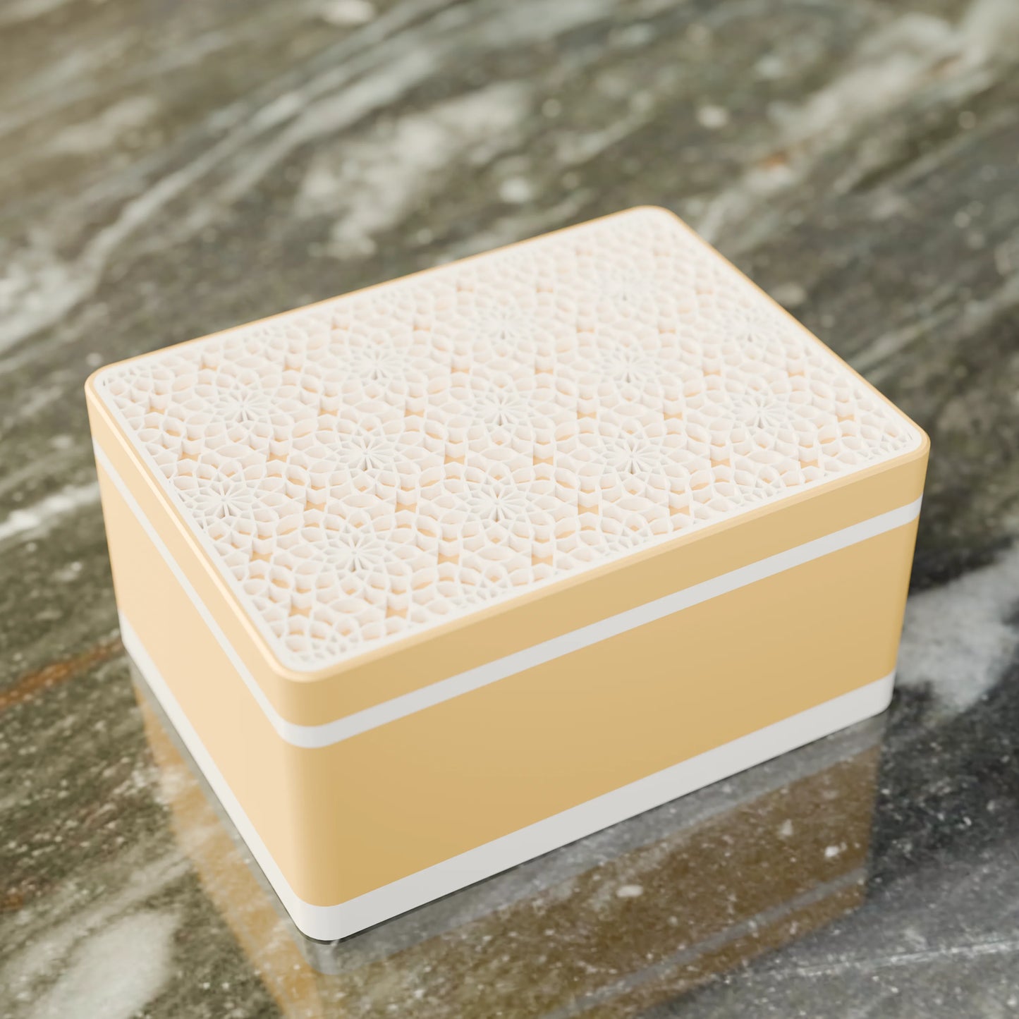 Elegante caja de regalo Arabe con patrón árabe, vista desde arriba, Mediana - 20x15x10, en color Amarillo Sabana