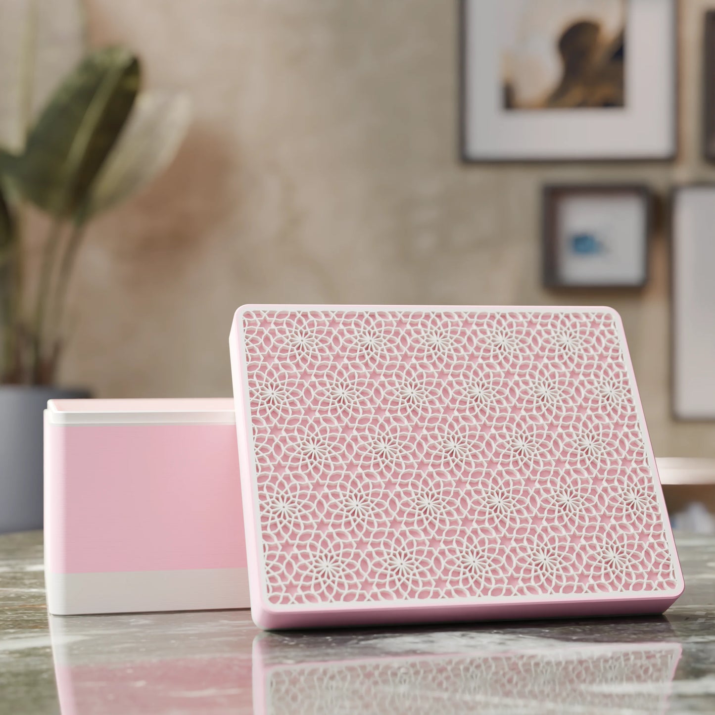 Elegante caja de regalo Arabe con patrón árabe, abierta, Grande - 25x20x14, en color Caramelo