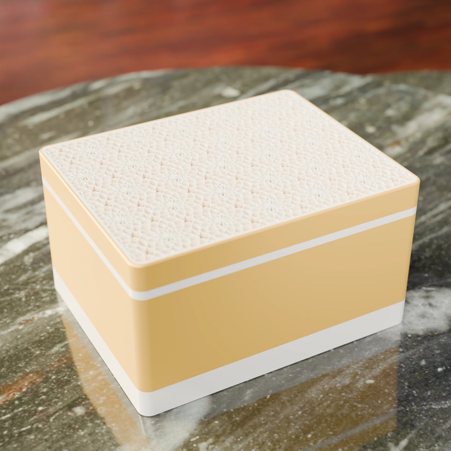 Elegante caja de regalo Arabe con patrón árabe, vista desde arriba, Grande - 25x20x14, en color Amarillo Sabana