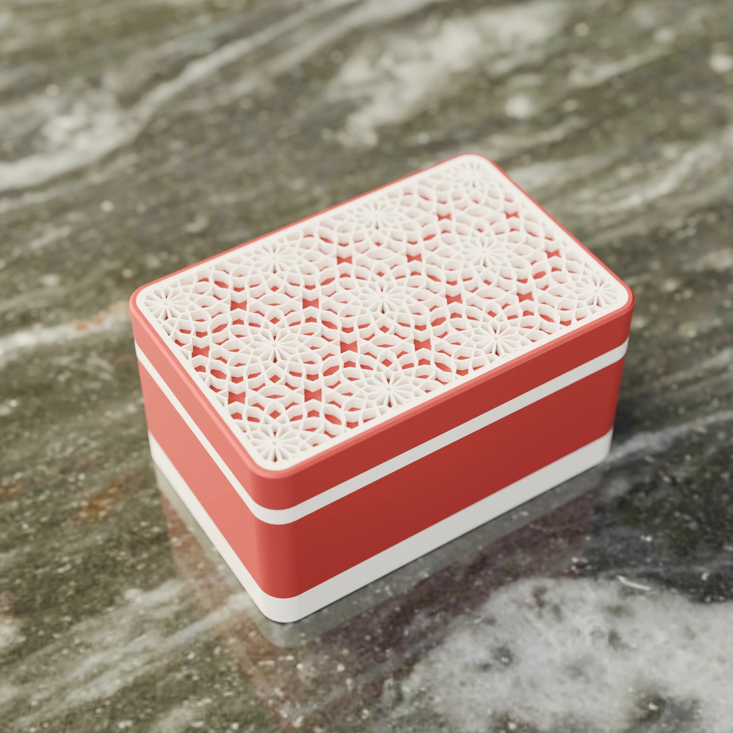 Elegante caja de regalo Arabe con patrón árabe, vista desde arriba, Pequeño - 15x10x8, en color Rojo Militar