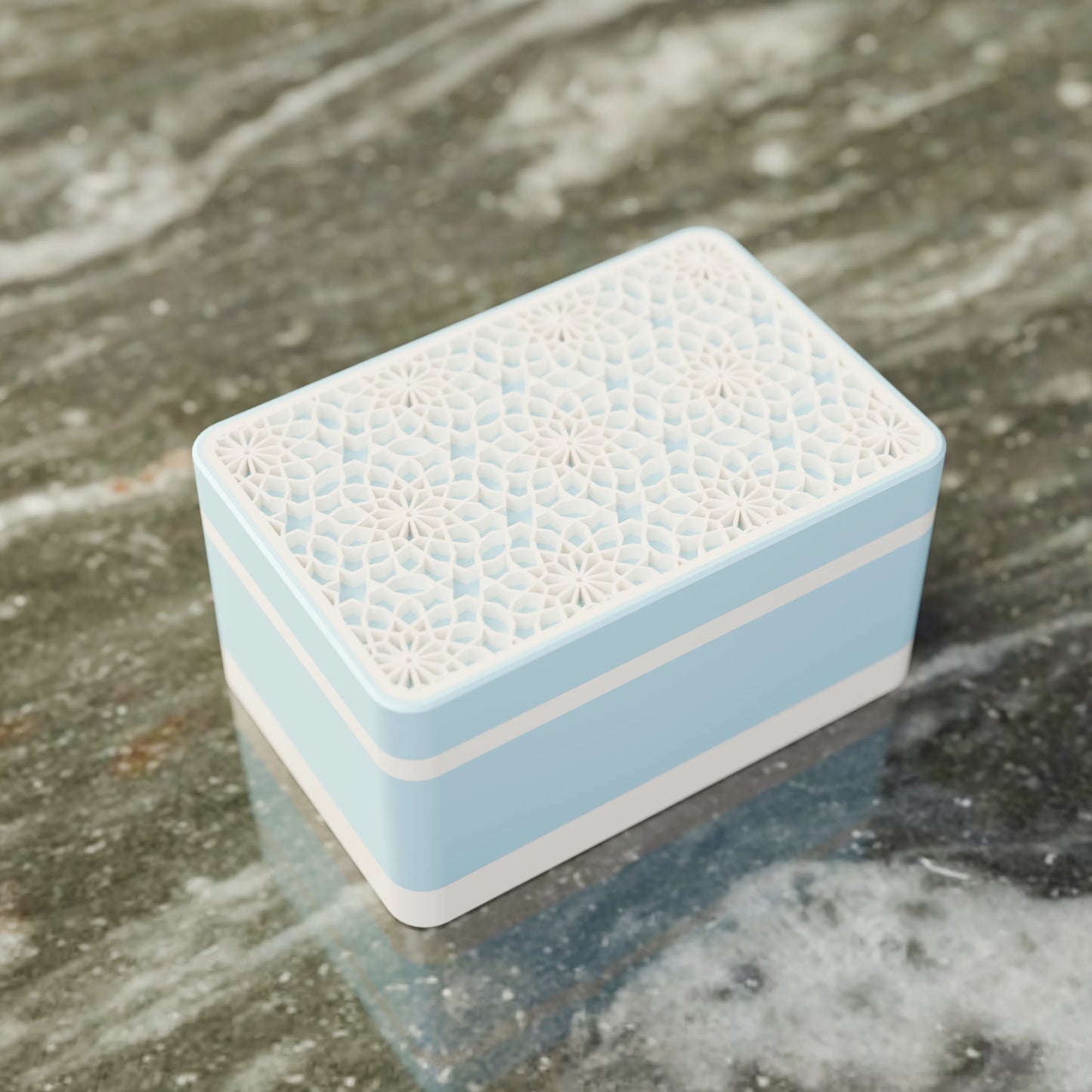Elegante caja de regalo Arabe con patrón árabe, vista desde arriba, Pequeño - 15x10x8, en color Hielo