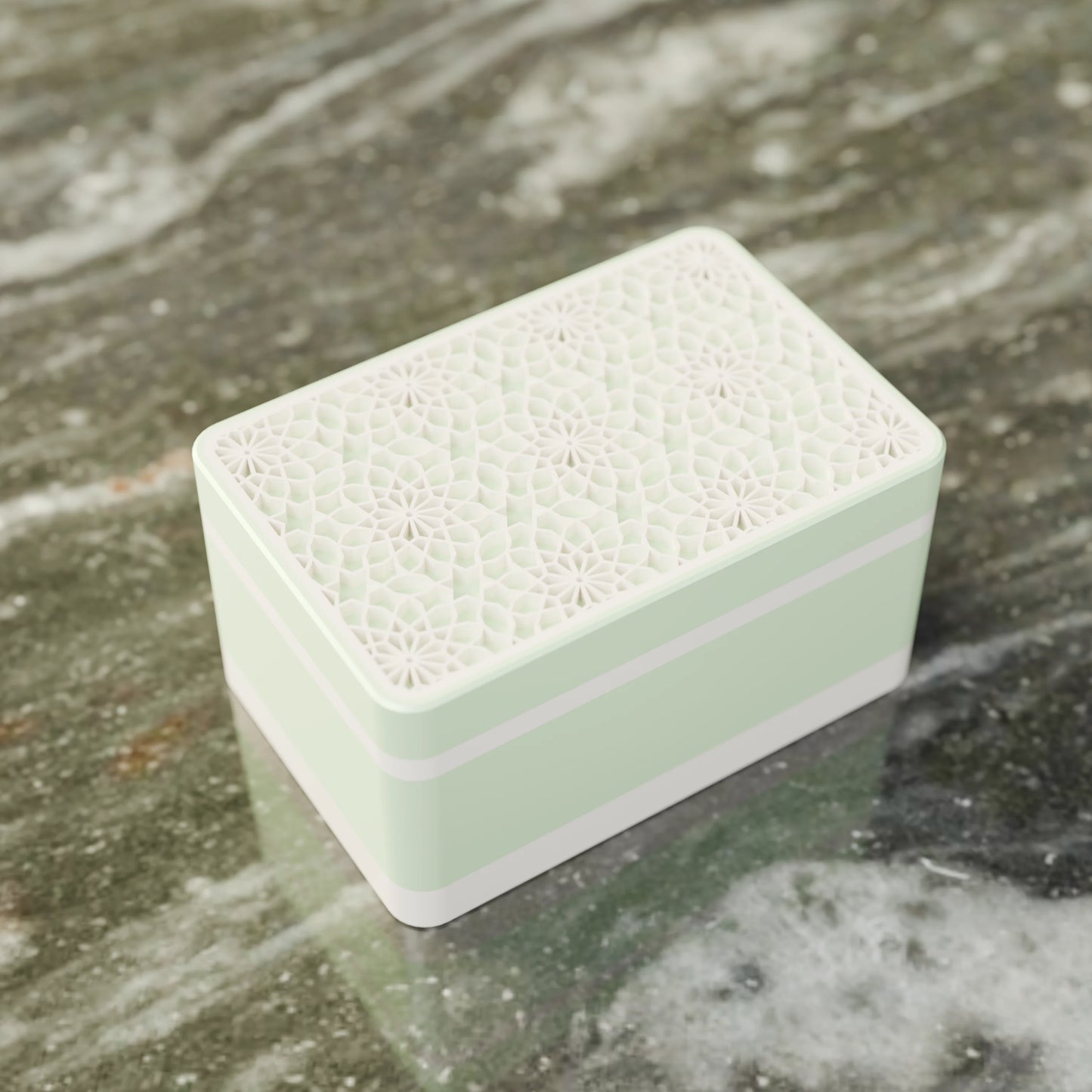 Elegante caja de regalo Arabe con patrón árabe, vista desde arriba, Pequeño - 15x10x8, en color Menta