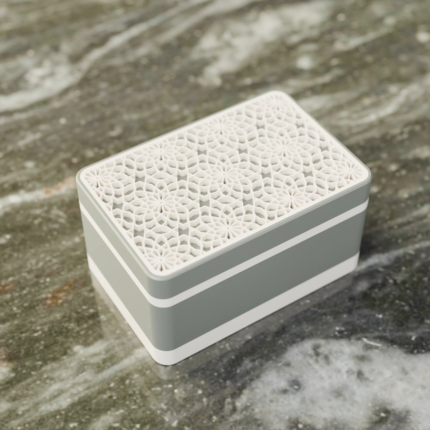 Elegante caja de regalo Arabe con patrón árabe, vista desde arriba, Pequeño - 15x10x8, en color Verde Apagado