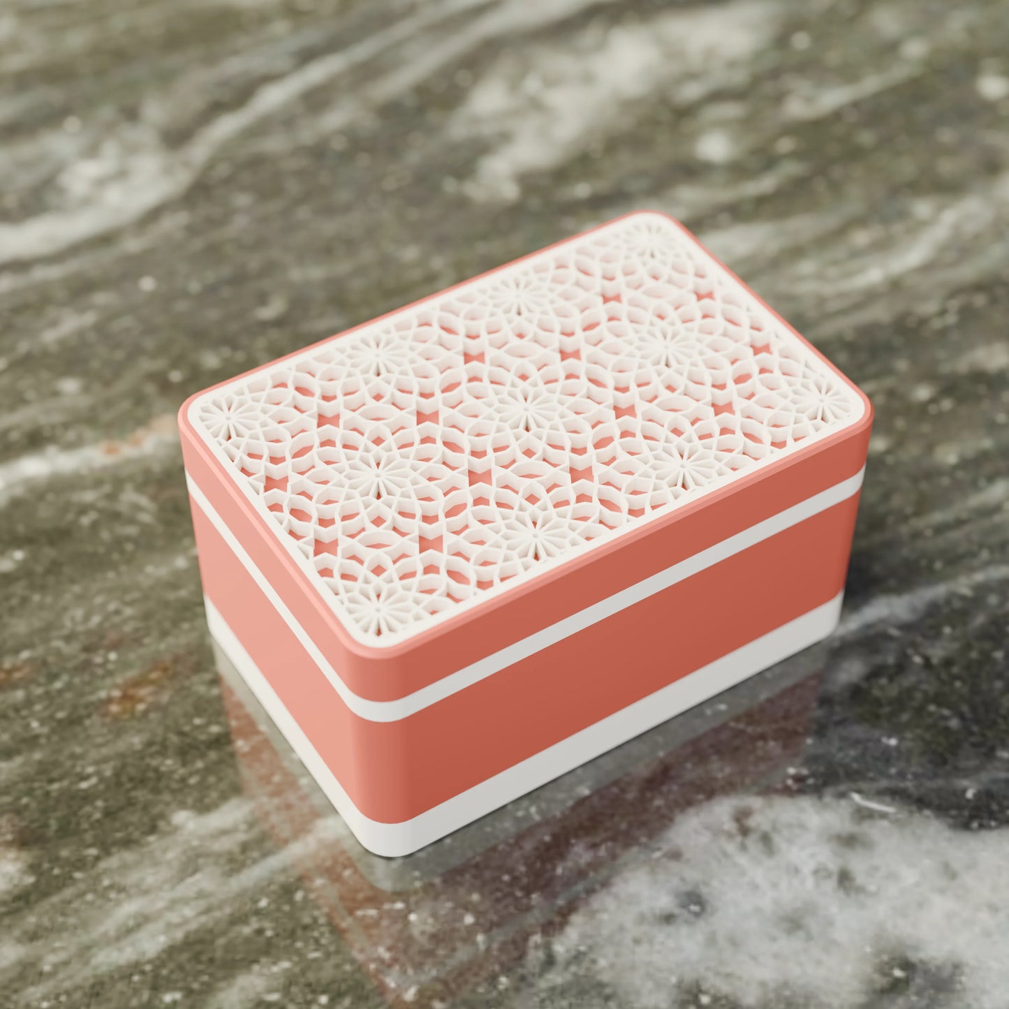Elegante caja de regalo Arabe con patrón árabe, vista desde arriba, Pequeño - 15x10x8, en color Rojo Apagado