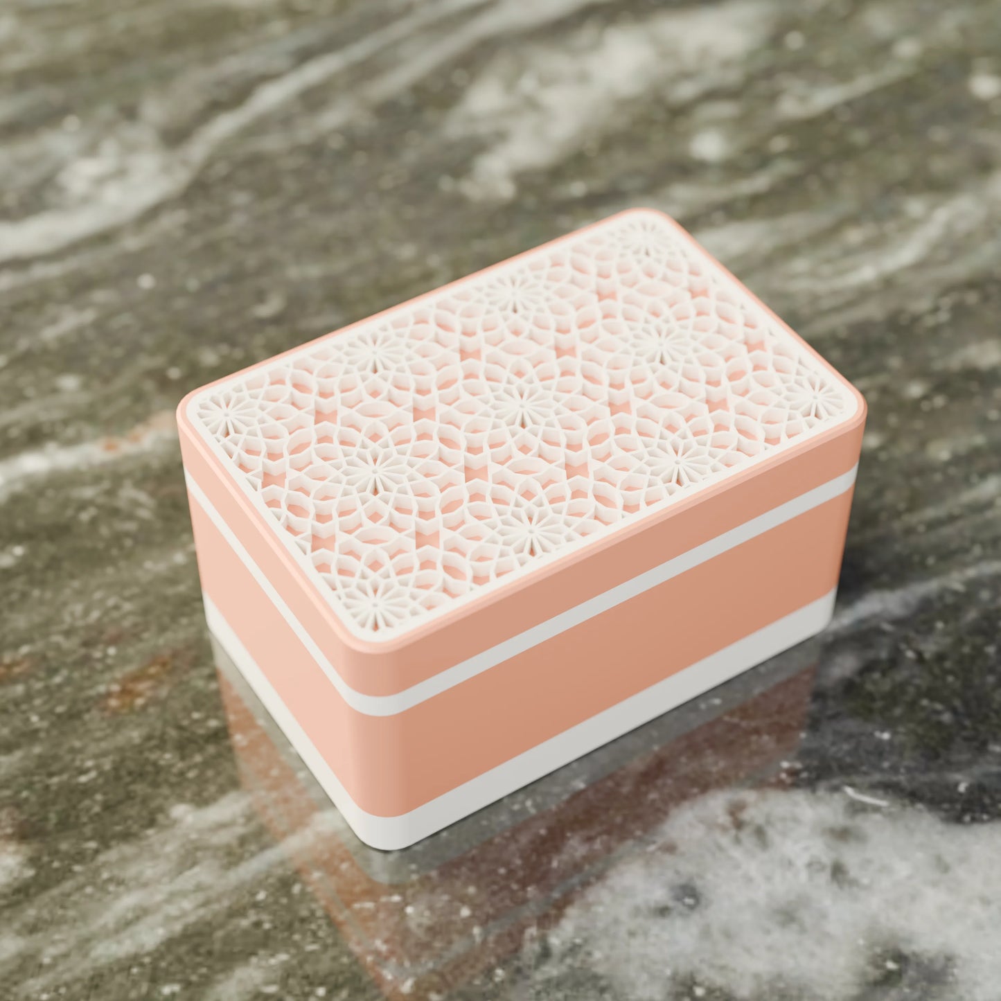 Elegante caja de regalo Arabe con patrón árabe, vista desde arriba, Pequeño - 15x10x8, en color Melocotón