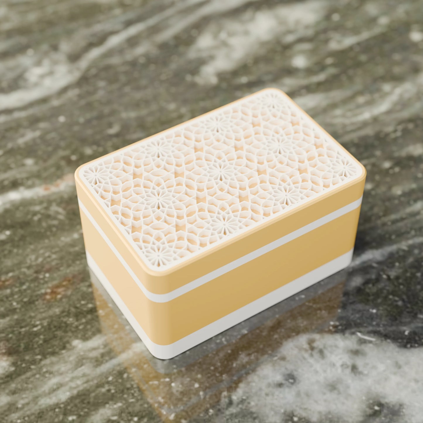 Elegante caja de regalo Arabe con patrón árabe, vista desde arriba, Pequeño - 15x10x8, en color Amarillo Sabana