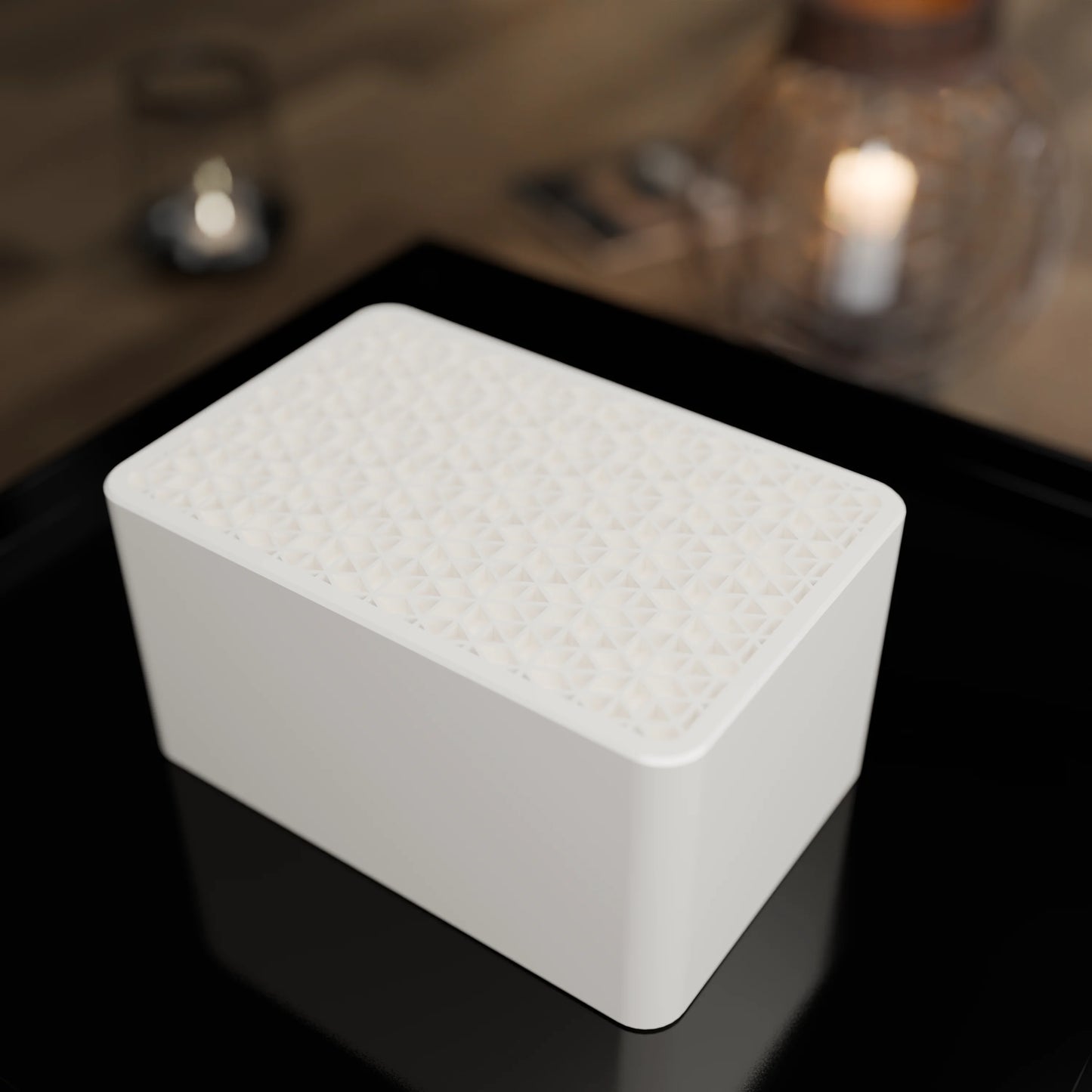 Elegante Geschenkbox mit japanischem Kumikomuster, von oben, Klein - 15x10x8, Baumwollweiß