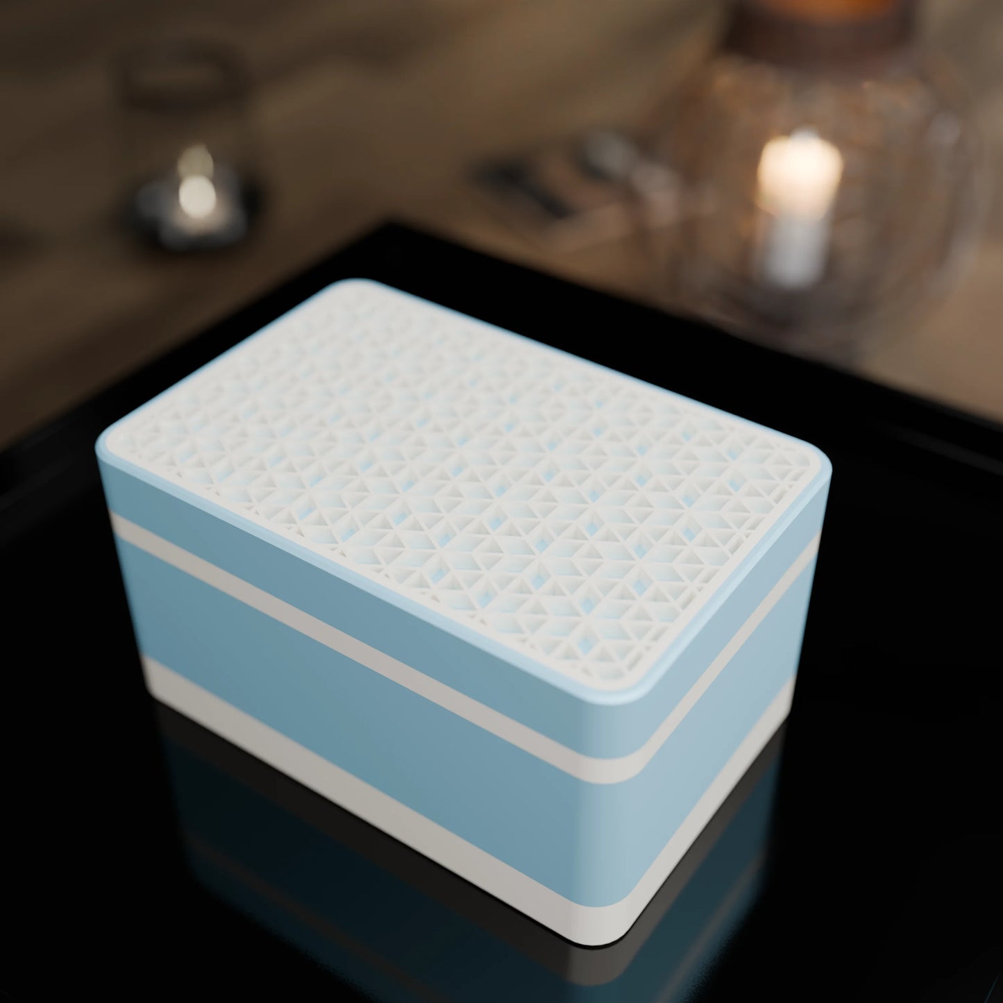 Elegante Geschenkbox mit japanischem Kumikomuster, von oben, Klein - 15x10x8, Eis