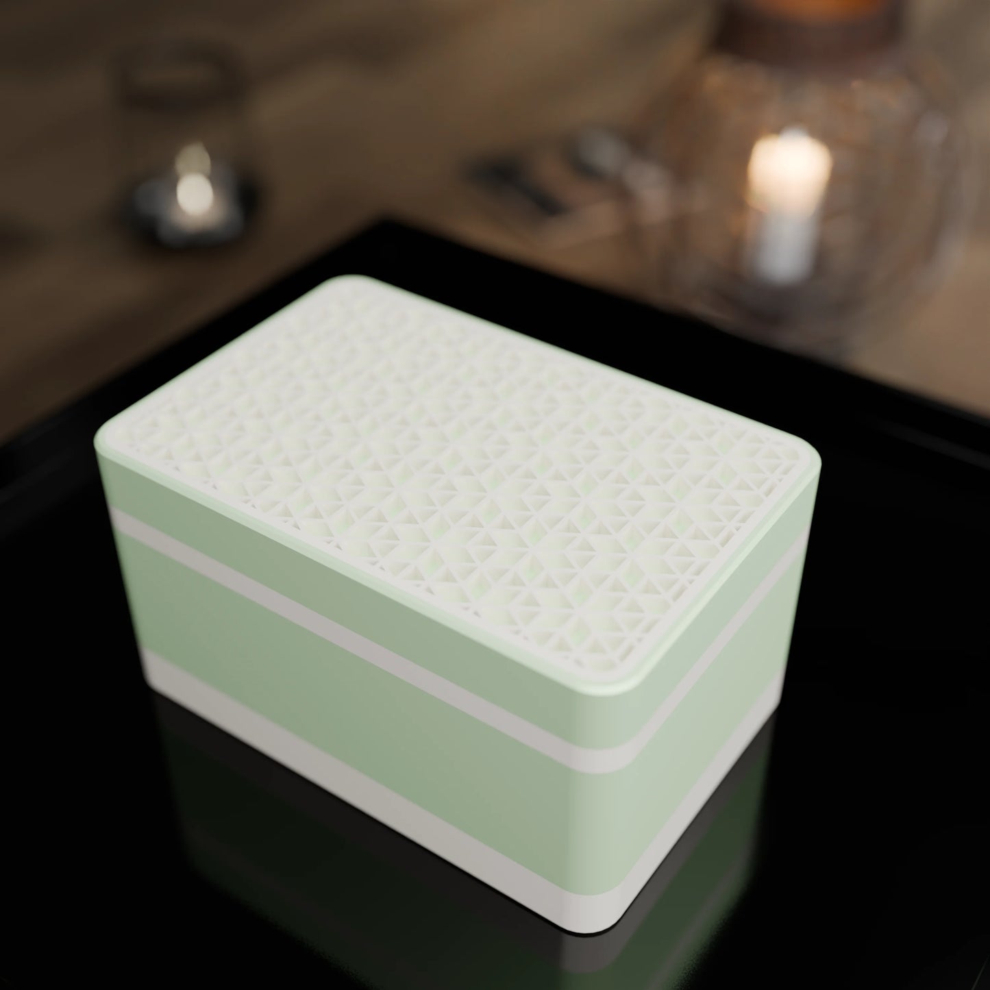 Elegante Geschenkbox mit japanischem Kumikomuster, von oben, Klein - 15x10x8, Minze