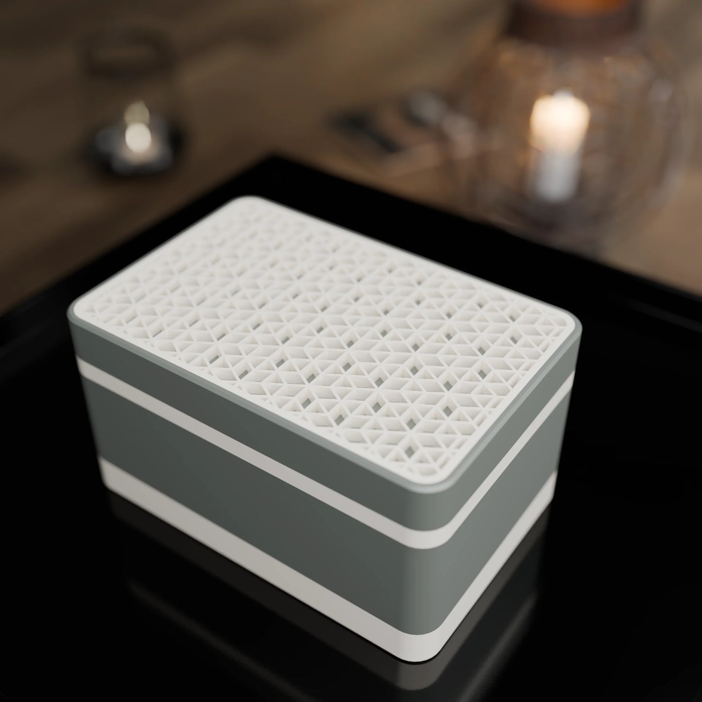 Elegante Geschenkbox mit japanischem Kumikomuster, von oben, Klein - 15x10x8, Mattes Grün