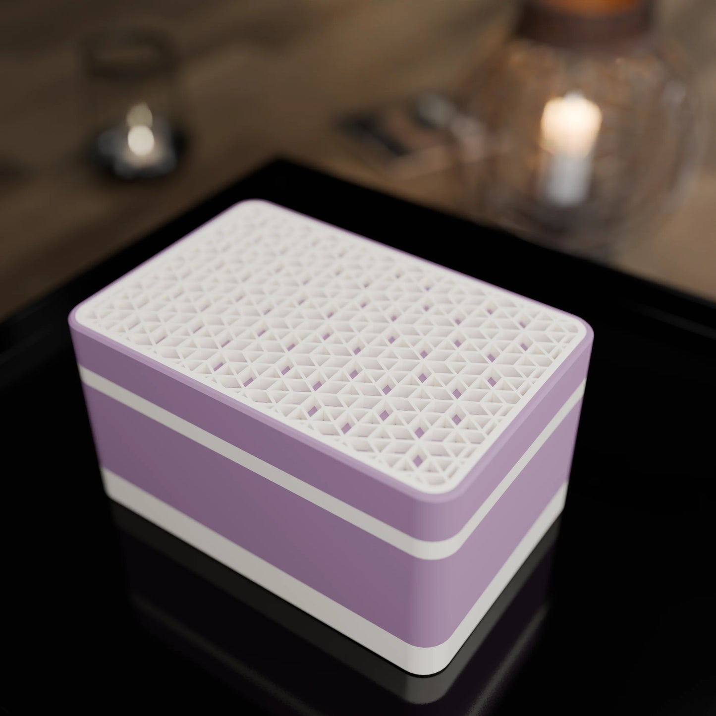 Elegante Geschenkbox mit japanischem Kumikomuster, von oben, Klein - 15x10x8, Mattes Violett