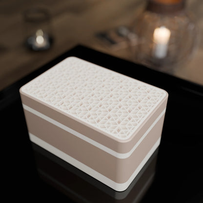 Elegante Geschenkbox mit japanischem Kumikomuster, von oben, Klein - 15x10x8, Erdnuss