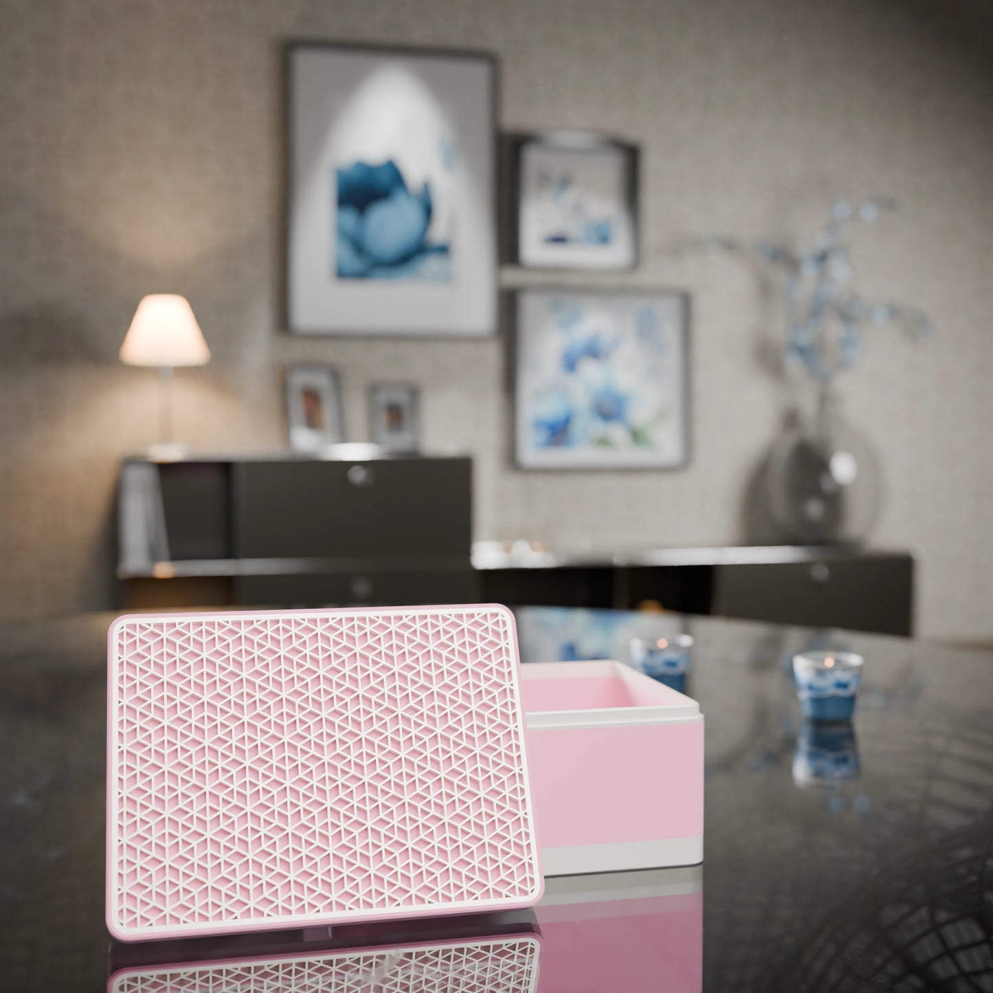 Elegante Geschenkbox mit japanischem Kumikomuster, geöffnet, Mittel - 20x15x10, Candy