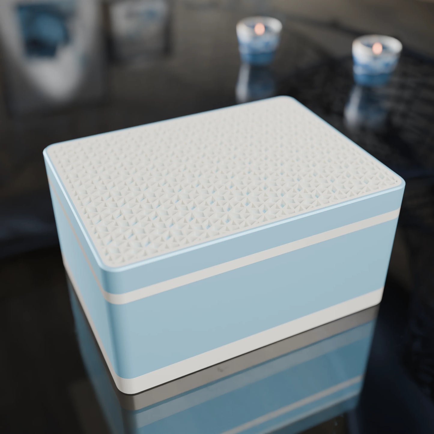Elegante Geschenkbox mit japanischem Kumikomuster, von oben, Mittel - 20x15x10, Eis