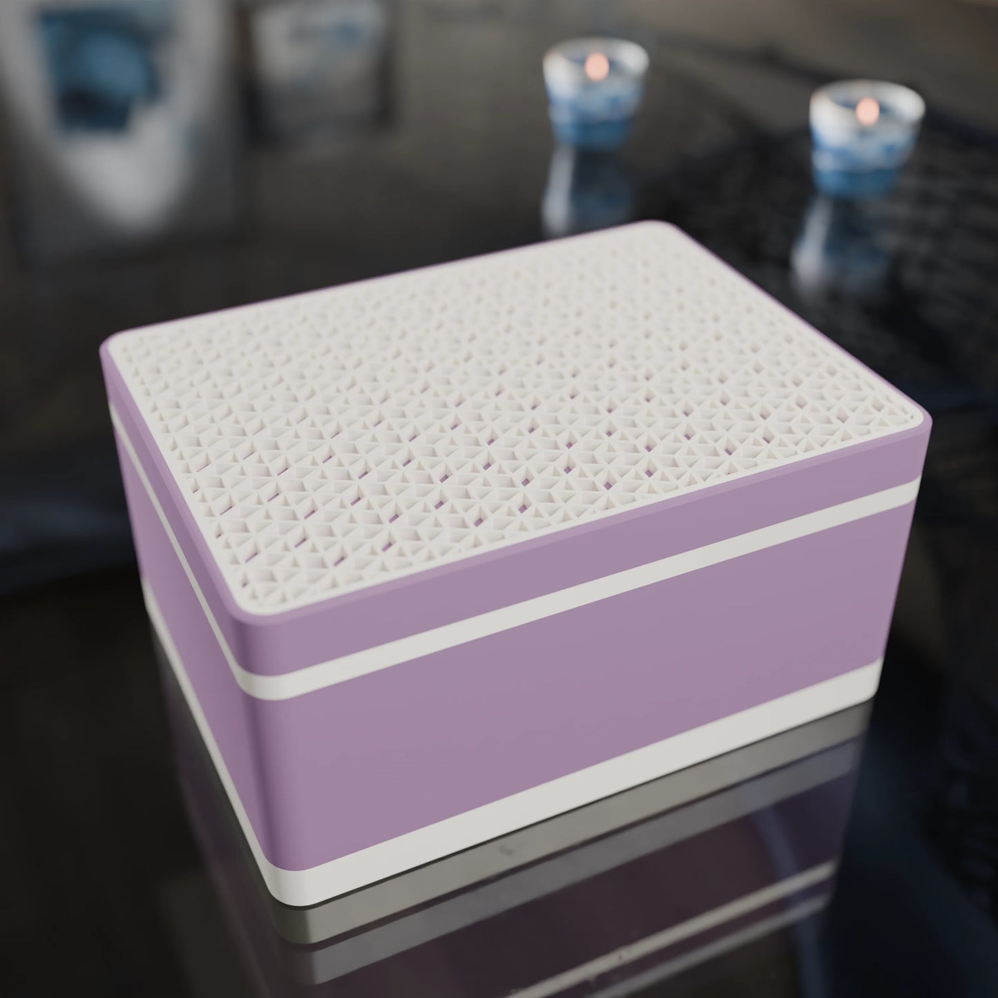 Elegante Geschenkbox mit japanischem Kumikomuster, von oben, Mittel - 20x15x10, Mattes Violett
