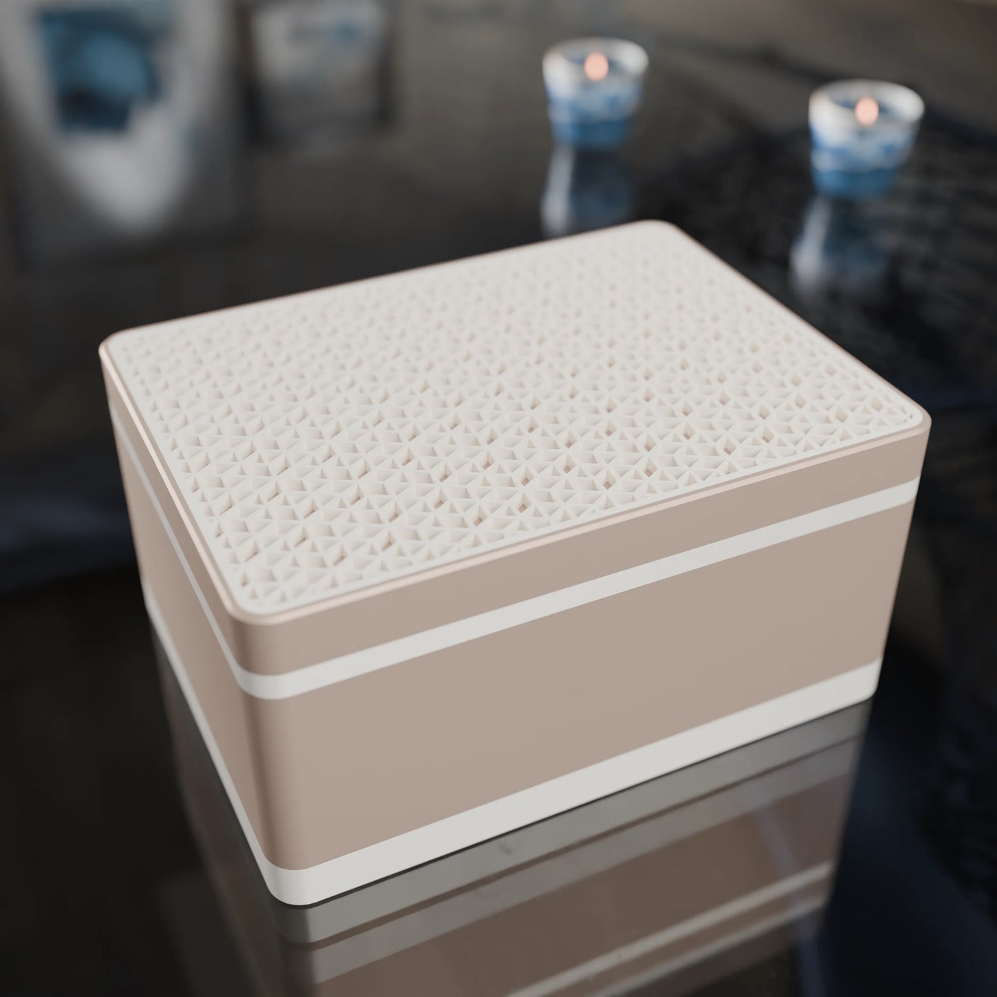 Elegante Geschenkbox mit japanischem Kumikomuster, von oben, Mittel - 20x15x10, Erdnuss