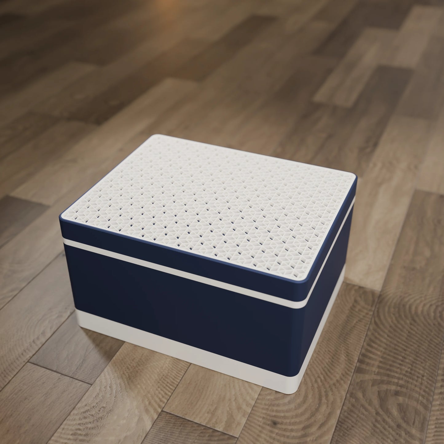 Elegante Geschenkbox mit japanischem Kumikomuster, von oben, Gross - 25x20x14, Army Dunkelblau
