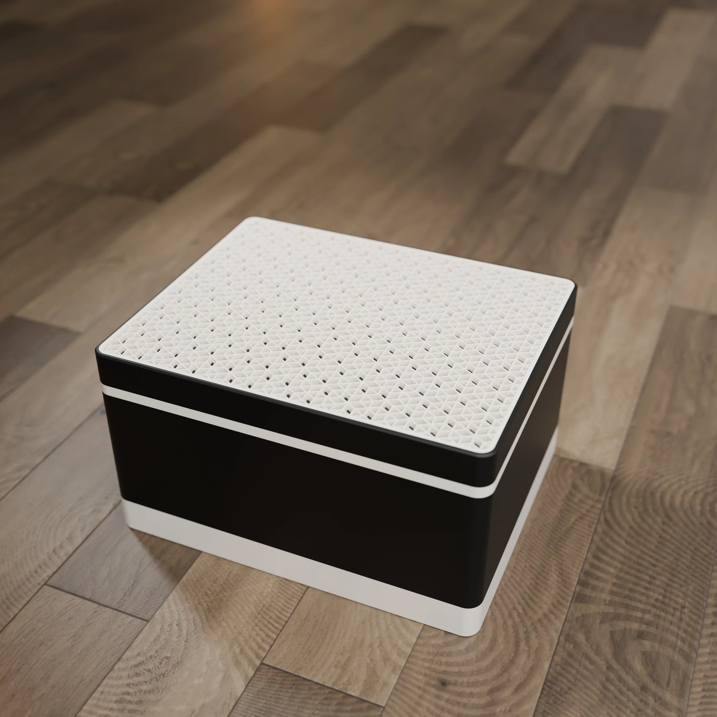 Elegante Geschenkbox mit japanischem Kumikomuster, von oben, Gross - 25x20x14, Schwarz
