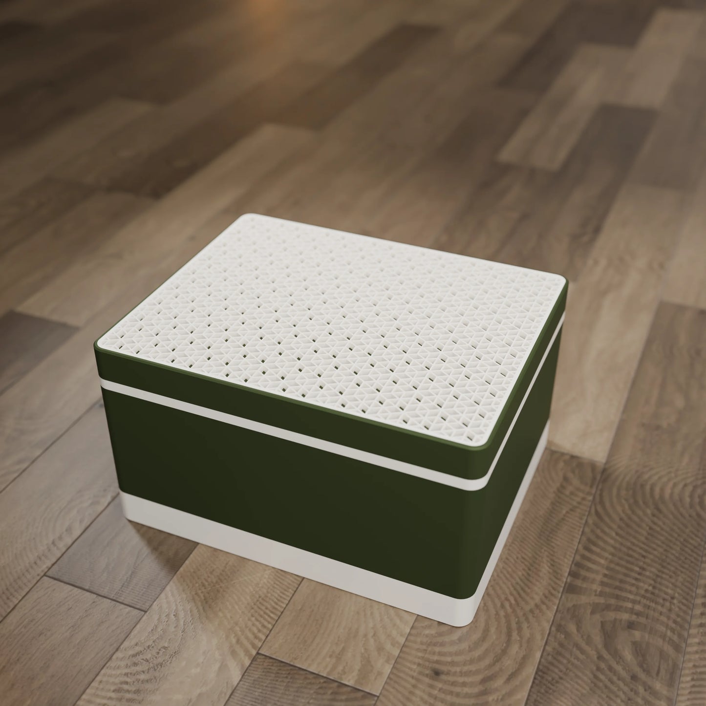 Elegante Geschenkbox mit japanischem Kumikomuster, von oben, Gross - 25x20x14, Army Dunkelgrün