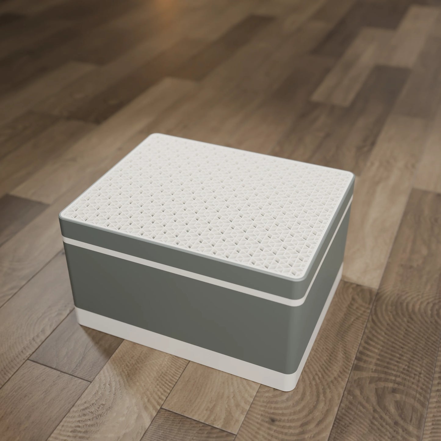 Elegante Geschenkbox mit japanischem Kumikomuster, von oben, Gross - 25x20x14, Mattes Grün