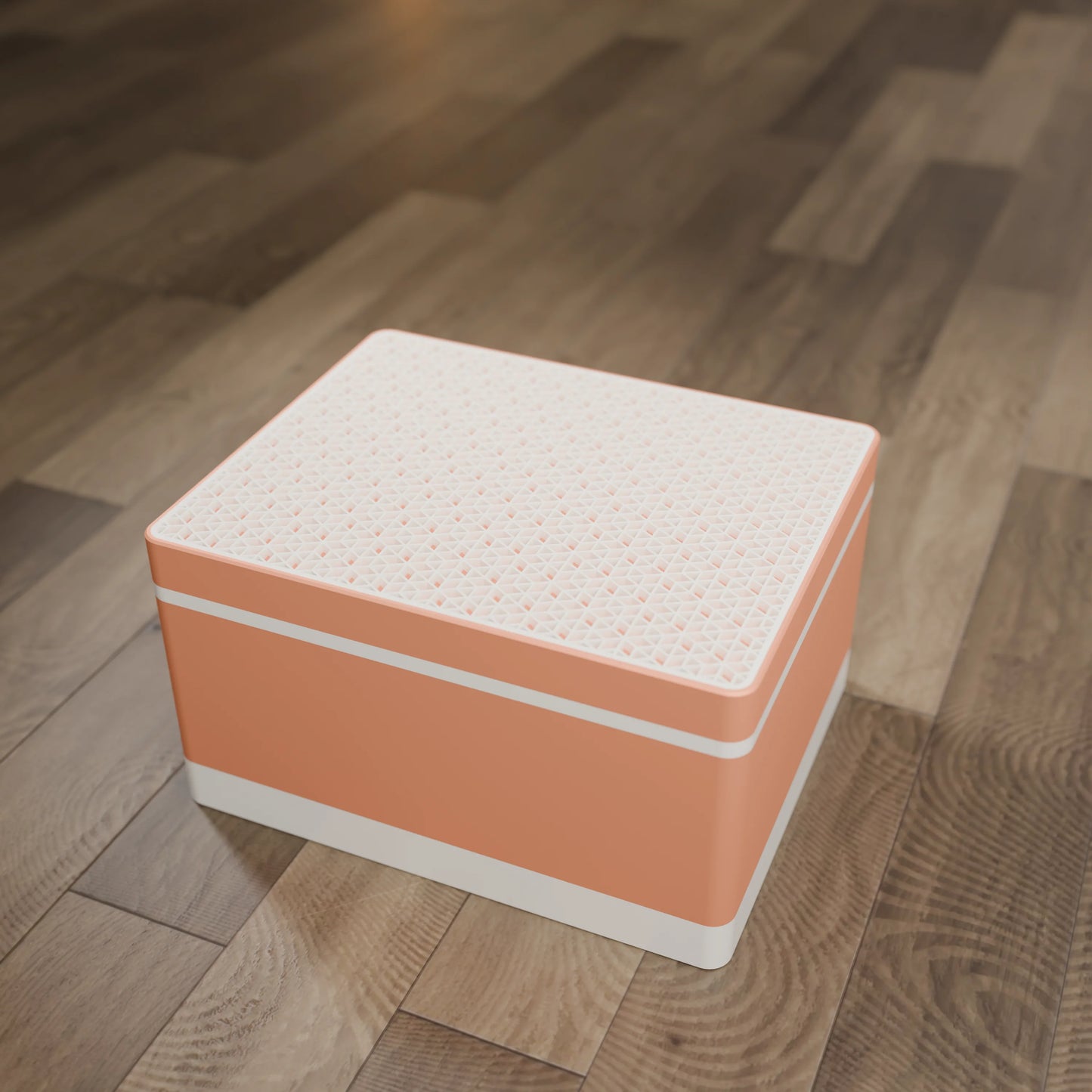 Elegante Geschenkbox mit japanischem Kumikomuster, von oben, Gross - 25x20x14, Pfirsich
