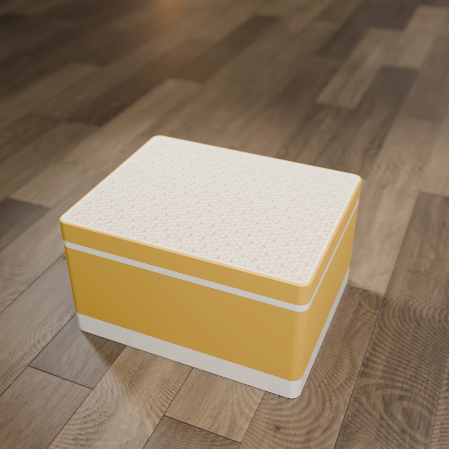 Elegante Geschenkbox mit japanischem Kumikomuster, von oben, Gross - 25x20x14, Savannengelb