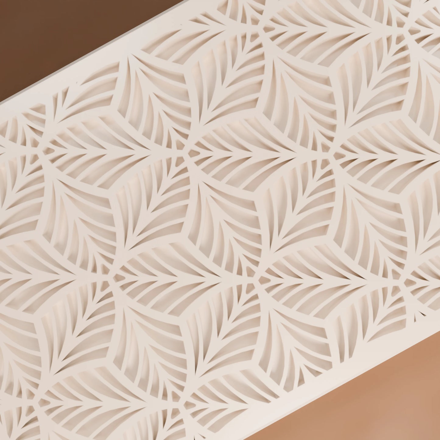 Nahaufnahme von Blattmuster von eleganter Geschenkbox, Klein - 15x10x8, Farbe Baumwollweiß
