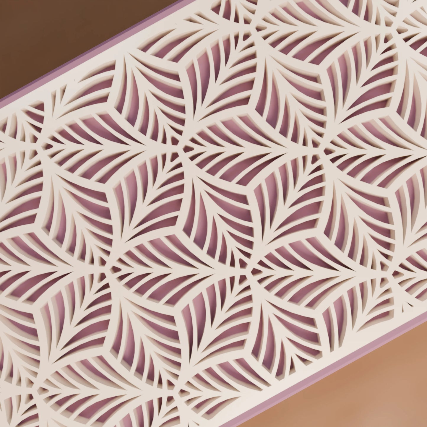 Nahaufnahme von Blattmuster von eleganter Geschenkbox, Klein - 15x10x8, Farbe Mattes Violett
