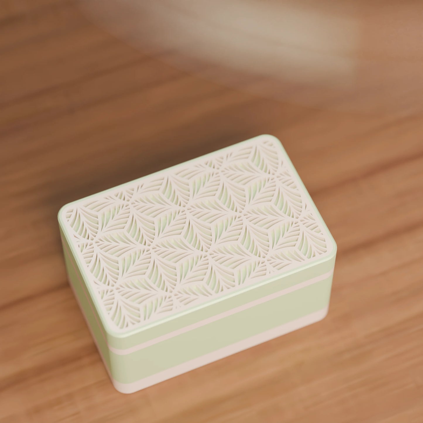Elegante Geschenkbox von oben, mit Blattmuster, Klein - 15x10x8, Farbe Minze