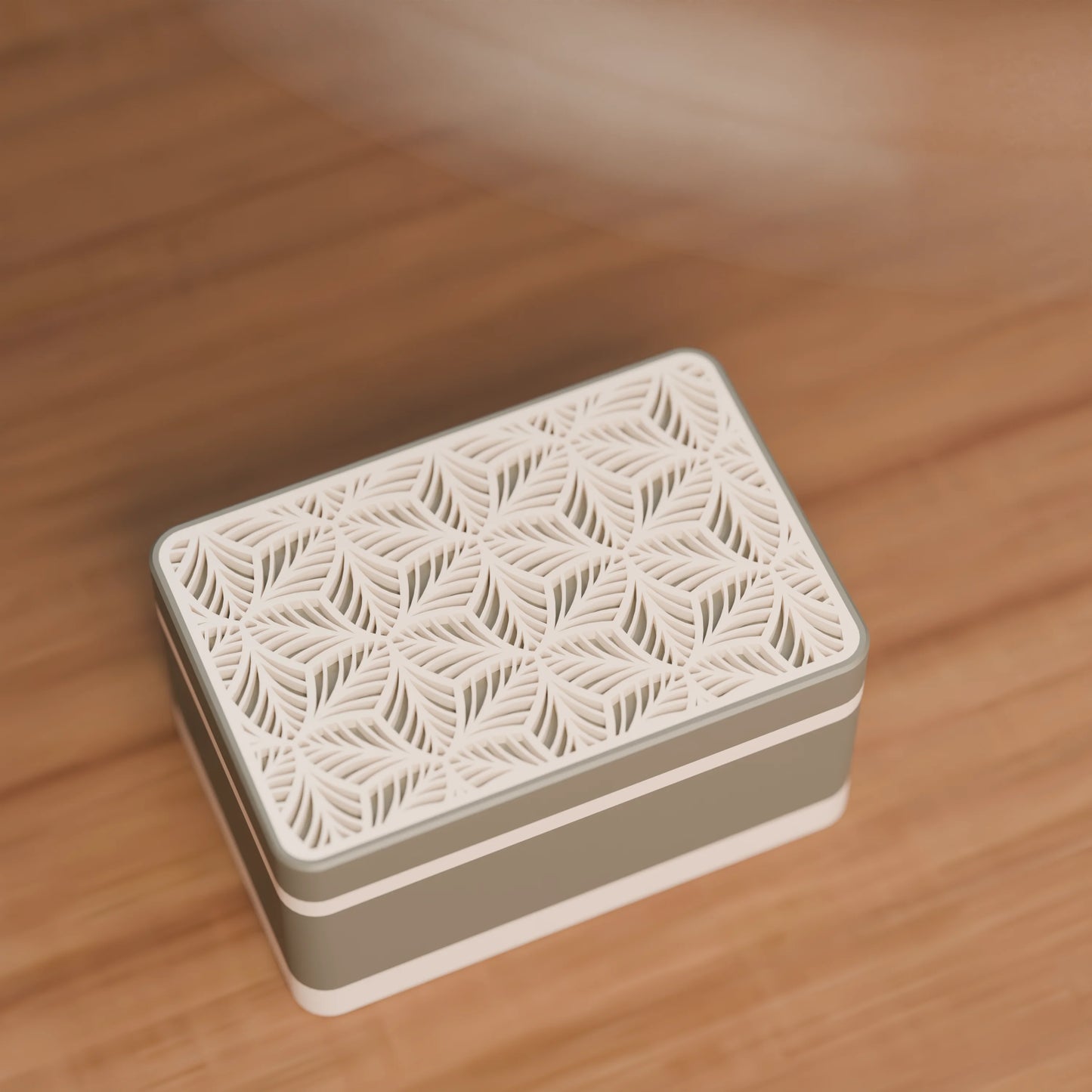 Elegante Geschenkbox von oben, mit Blattmuster, Klein - 15x10x8, Farbe Mattes Grün