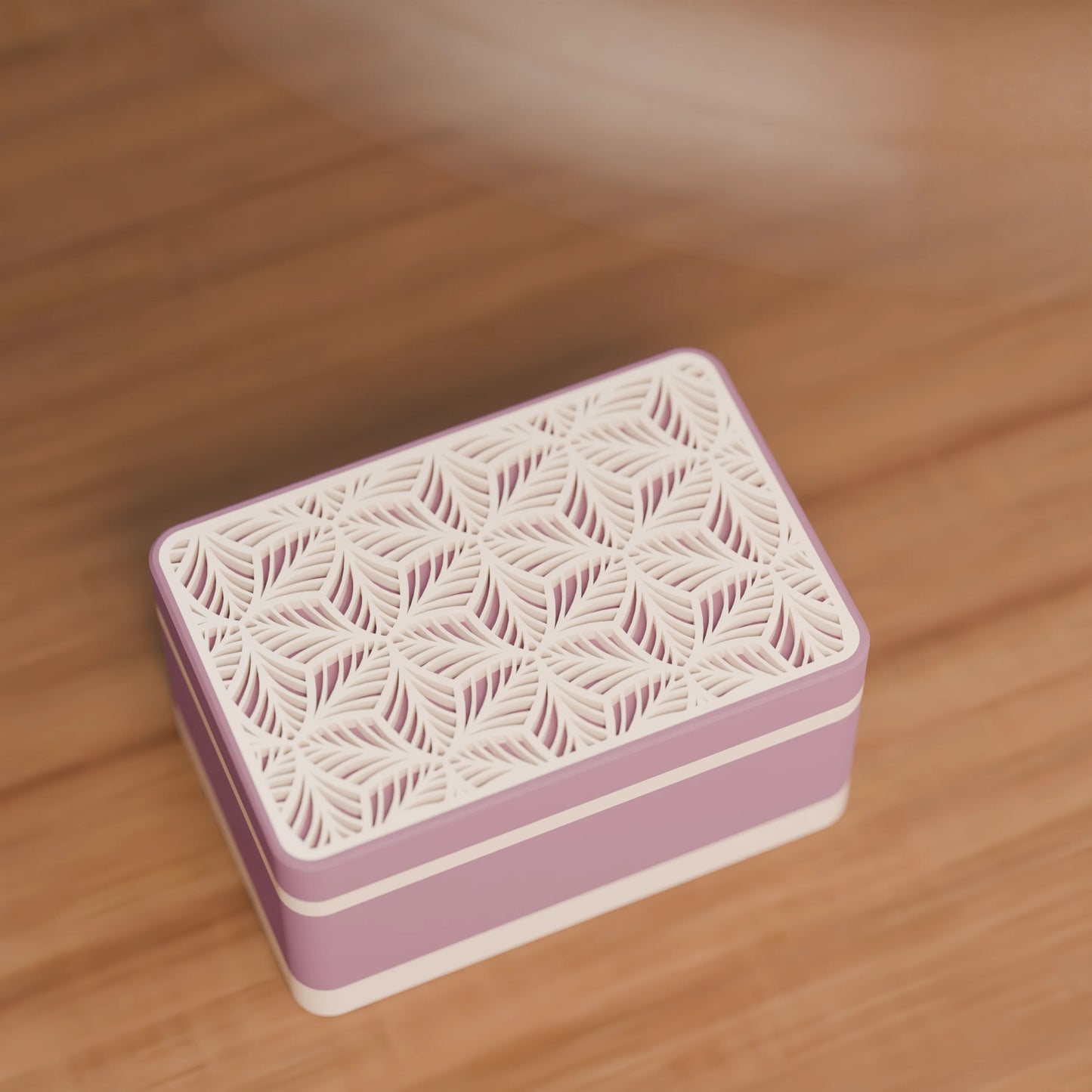 Elegante Geschenkbox von oben, mit Blattmuster, Klein - 15x10x8, Farbe Mattes Violett