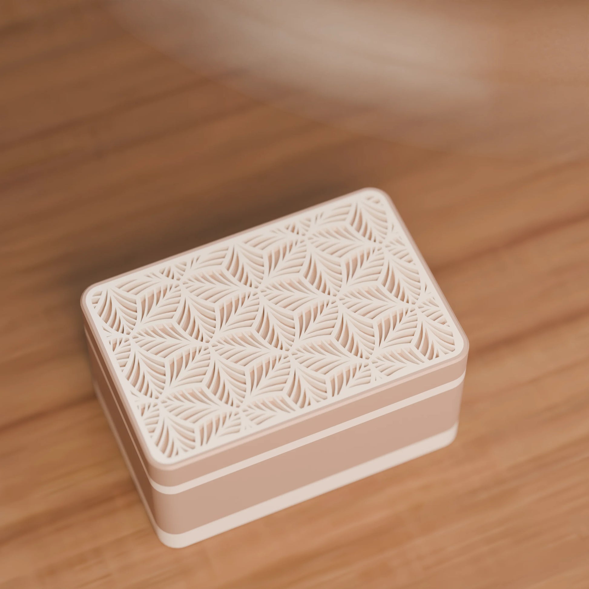 Elegante Geschenkbox von oben, mit Blattmuster, Klein - 15x10x8, Farbe Erdnuss