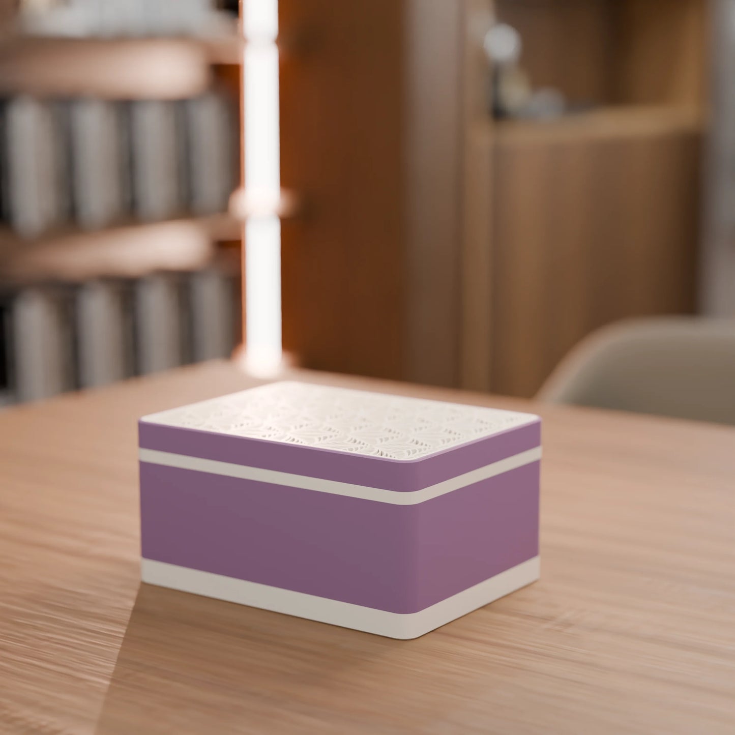 Elegante Geschenkbox von oben, mit Blattmuster, Mittel - 20x15x10, Farbe Mattes Violett