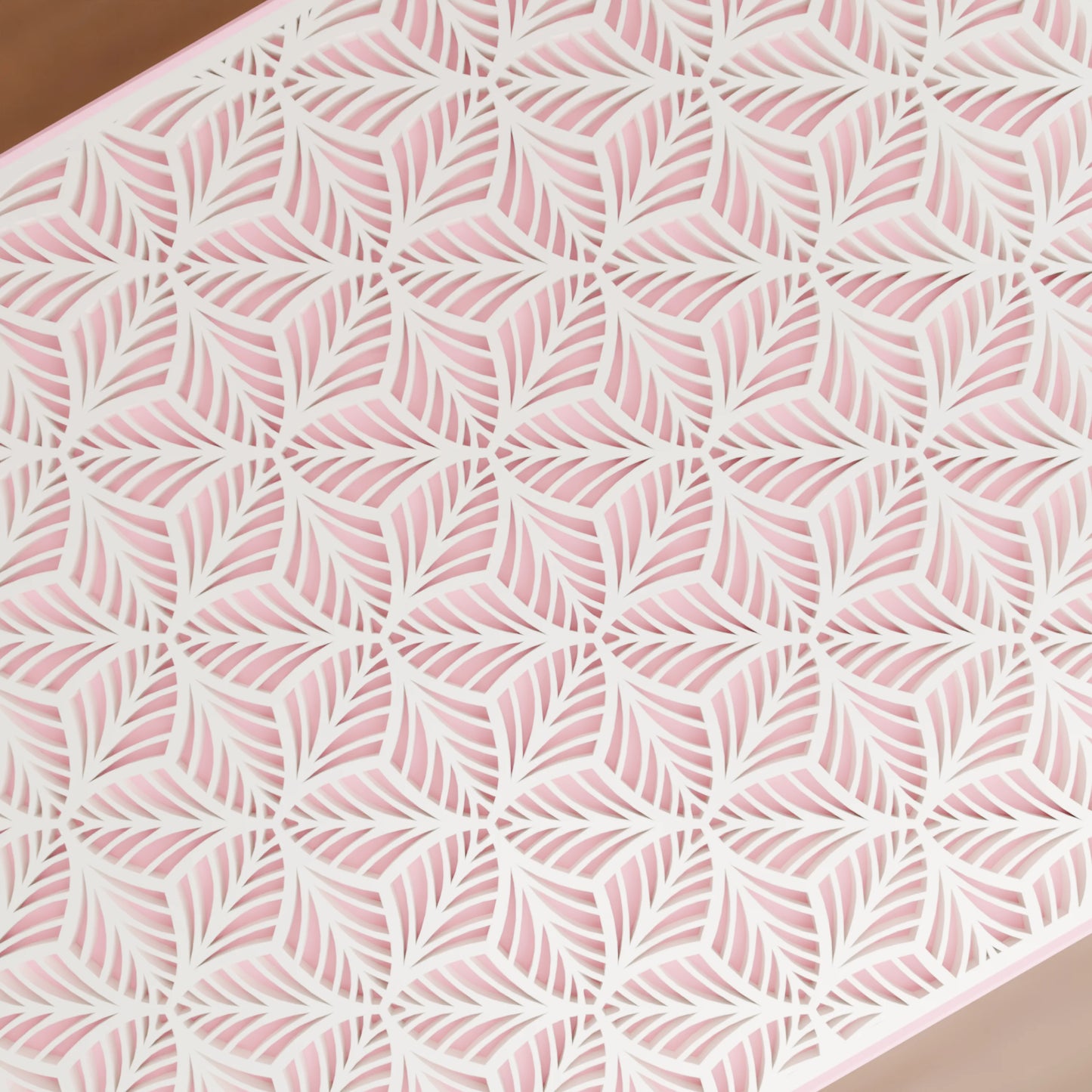 Nahaufnahme von Blattmuster von eleganter Geschenkbox, Gross - 25x20x14, Farbe Candy