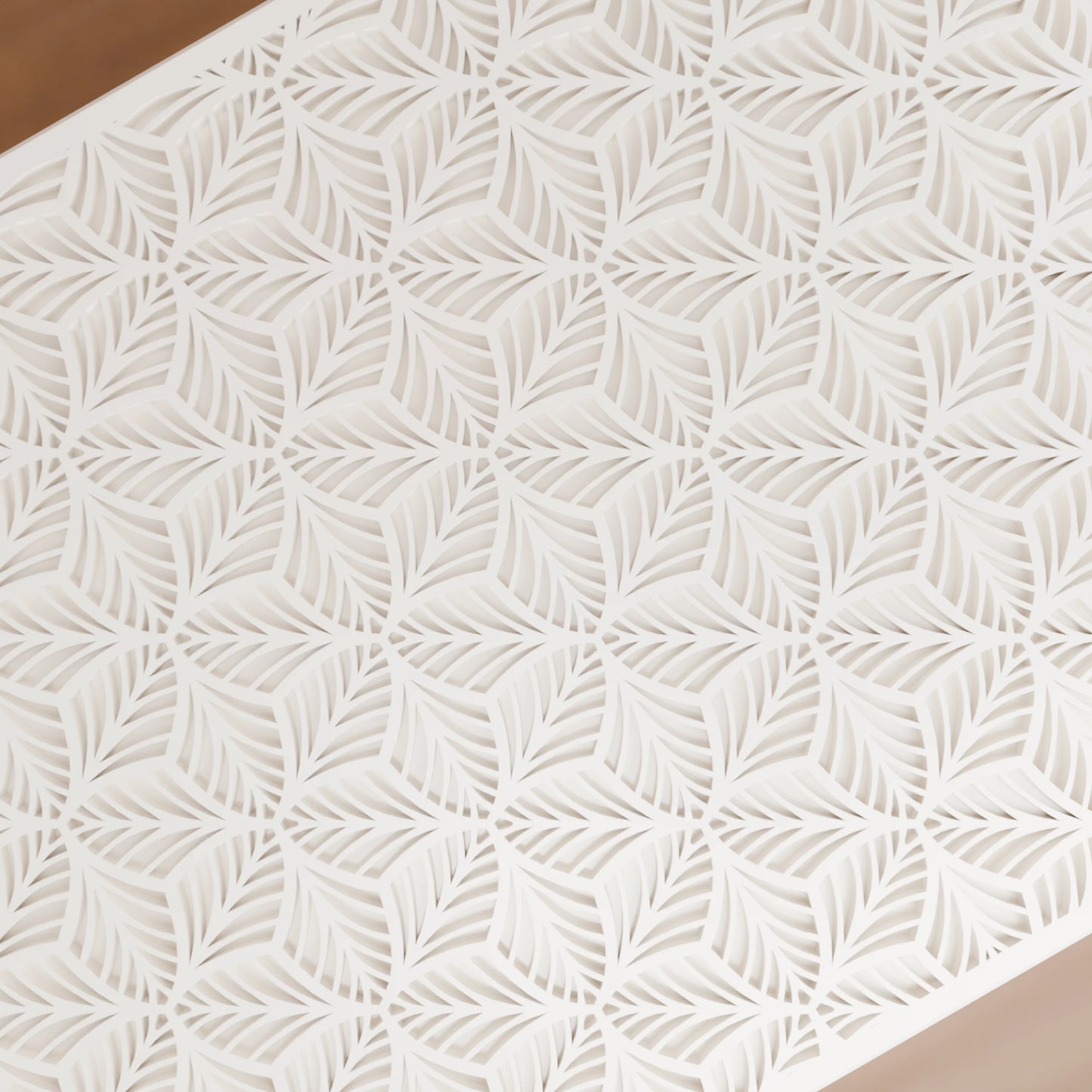 Nahaufnahme von Blattmuster von eleganter Geschenkbox, Gross - 25x20x14, Farbe Baumwollweiß
