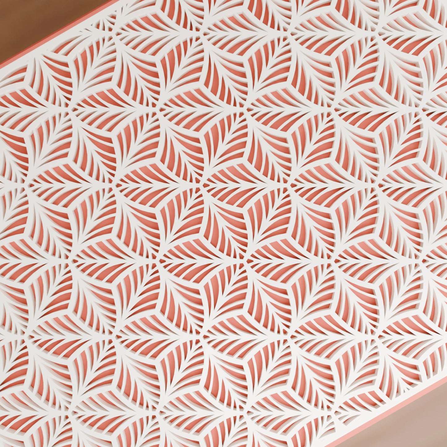 Nahaufnahme von Blattmuster von eleganter Geschenkbox, Gross - 25x20x14, Farbe Mattes Rot