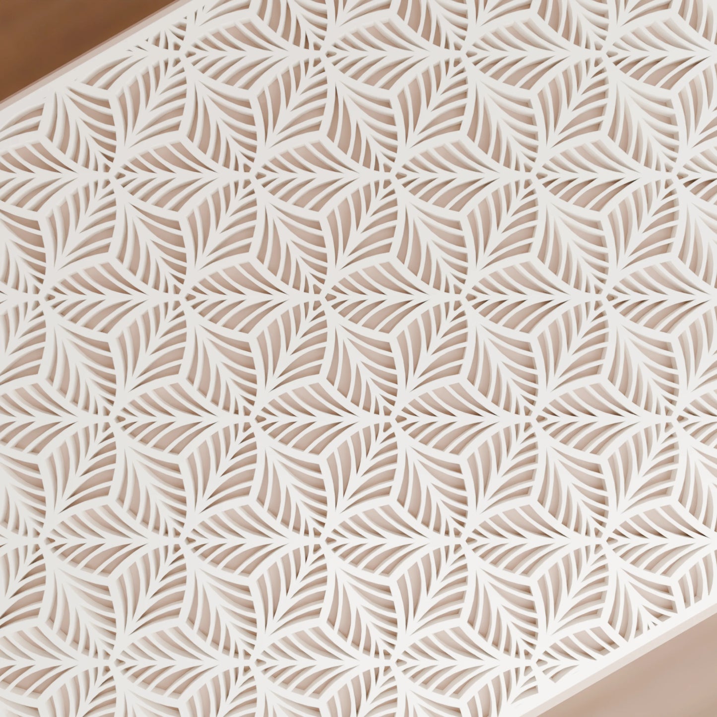 Nahaufnahme von Blattmuster von eleganter Geschenkbox, Gross - 25x20x14, Farbe Erdnuss