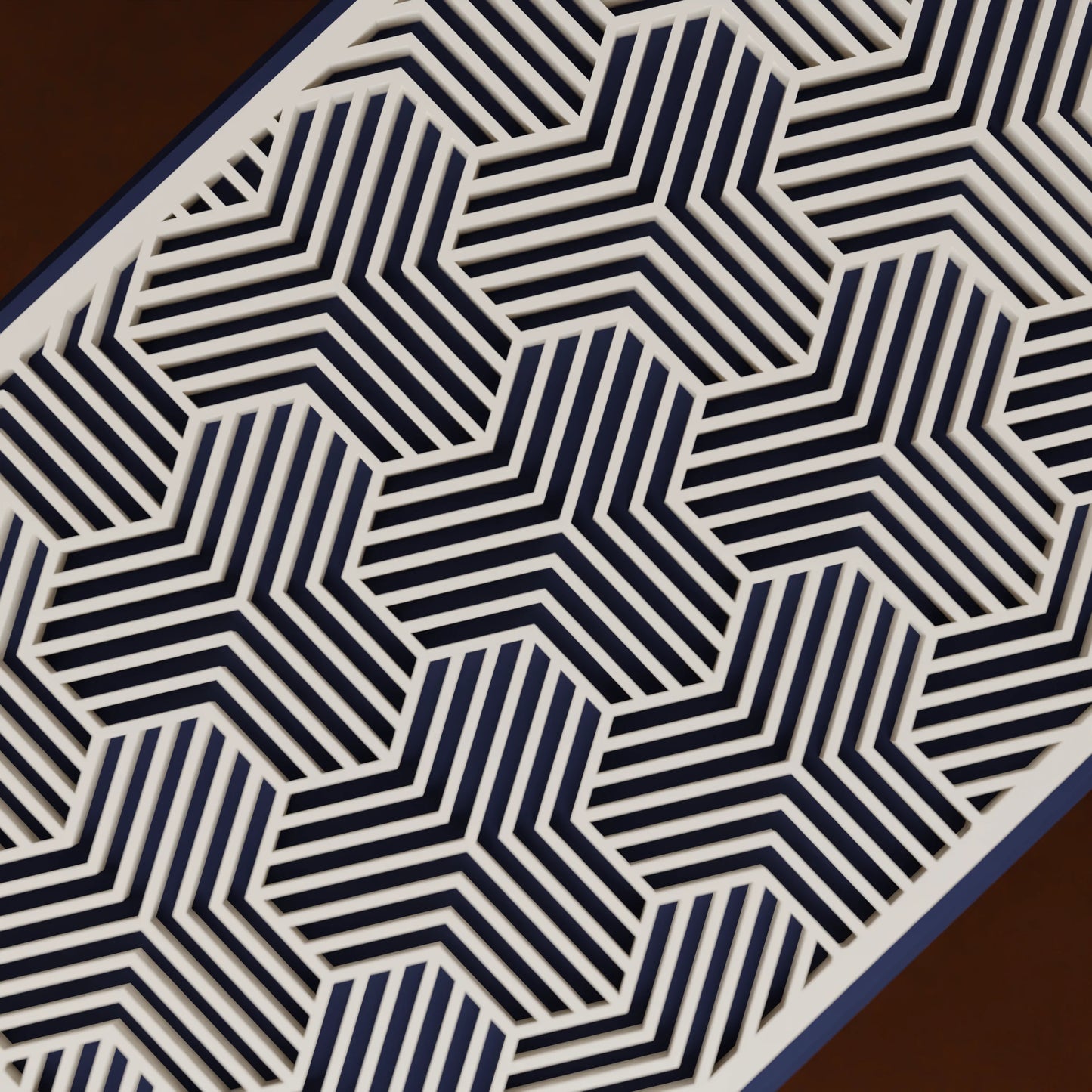 Close-up of pattern of elegant gift box Triangle, Small - 15x10x8, in color Army Dark Blue