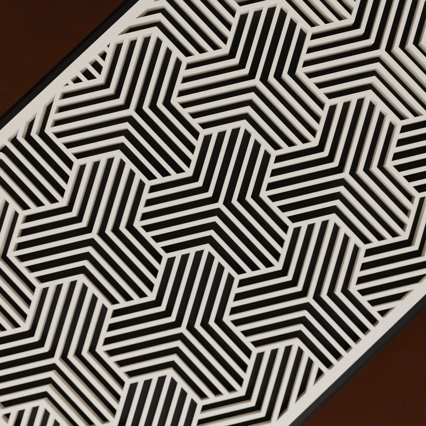 Close-up of pattern of elegant gift box Triangle, Small - 15x10x8, in color Charcoal Black